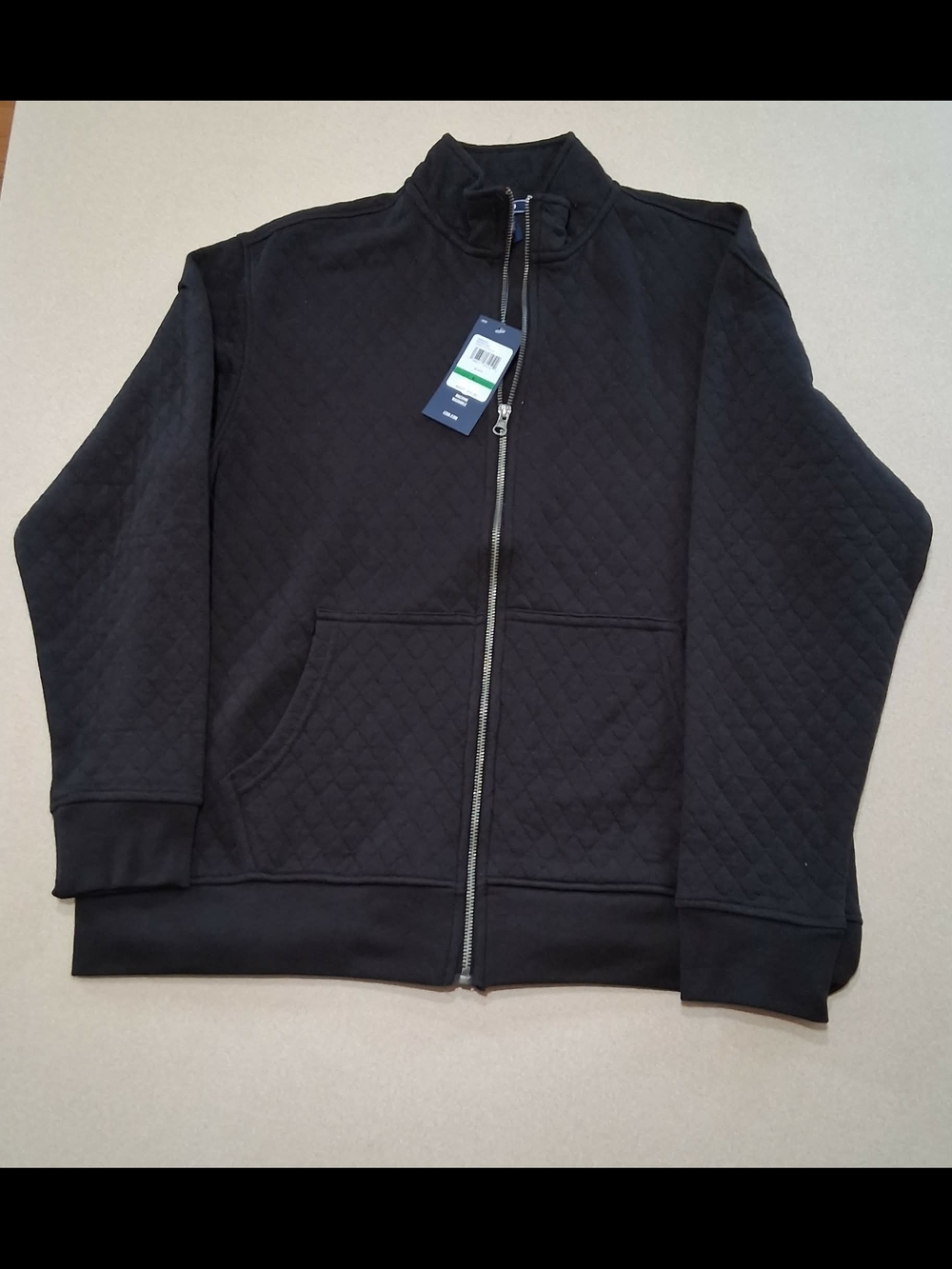 Izod Men's Black Quilted Full-Zip Sweater Jacket